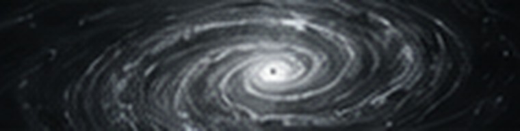 A spiral galaxy rendered in monochrome.