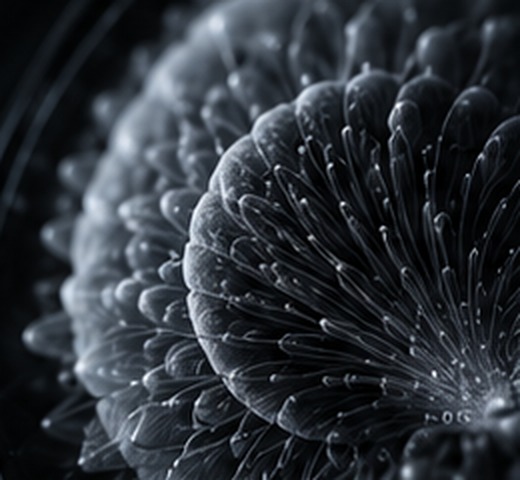 A luminous spherical structure of cells.
